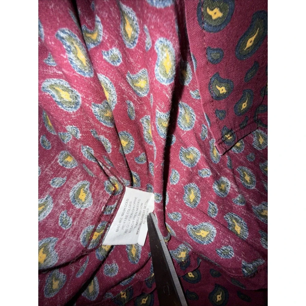 Duck Head Shirt Men's XL Red w/ Print Long Sleeve 100% Cotton Collared Pocket‎